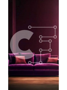 Intra Συλλεκτικό Ξύλινο Παζλ Plywood  4mm - Λούτρινος μωβ καναπές σε ένα ήσυχο δωμάτιο με κόκκινους τοίχους Σε Ξύλινο Κουτί - Διαστάσεις Puzzle: 10x10 cm – 25 κομμάτια