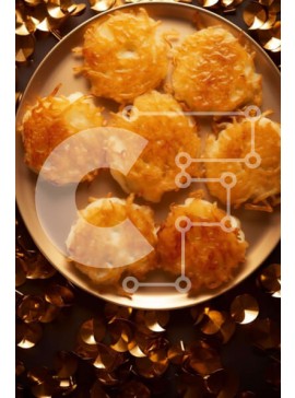 Σετ των 2 Intra Συλλεκτικό Ξύλινο Παζλ Plywood  4mm - Χρυσές τηγανίτες με χρυσό κομφετί σε ένα τραπέζι Σε Ξύλινο Κουτί - Διαστάσεις: 10x10 cm – 25 κομμάτια