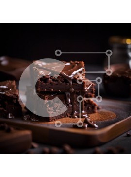 Σετ των 2 Intra Συλλεκτικό Ξύλινο Παζλ Plywood  4mm - Γευστική εικόνα του Brownie σοκολάτας με πλούσια σάλτσα σοκολάτας Σε Ξύλινο Κουτί - Διαστάσεις: 10x10 cm – 25 κομμάτια