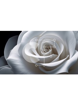 Intra Συλλεκτικό Ξύλινο Παζλ Plywood  4mm - Λευκό τριαντάφυλλο σε πλήρη άνθιση σε μαύρο φόντο Σε Ξύλινο Κουτί - Διαστάσεις: 10x10 cm – 25 κομμάτια