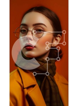 Intra Συλλεκτικό Ξύλινο Παζλ Plywood  4mm - Κομψή γυναίκα με κίτρινο σακάκι και κόκκινο κασκόλ Σε Ξύλινο Κουτί - Διαστάσεις Puzzle: 10x10 cm – 25 κομμάτια