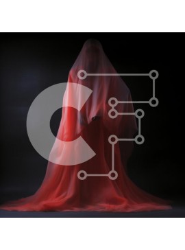 Intra Συλλεκτικό Ξύλινο Παζλ Plywood  4mm - Μυστηριώδης γυναίκα με πορτοκαλί μανδύα και πέπλο που στέκεται στο σκοτάδι Σε Ξύλινο Κουτί - Διαστάσεις Puzzle: 10x10 cm – 25 κομμάτια