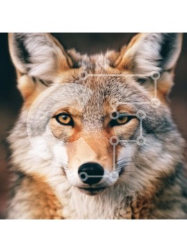 Intra Συλλεκτικό Ξύλινο Παζλ Plywood  4mm - Εκπληκτική εικόνα από κοντά του προσώπου του κογιότ με χνουδωτό καφέ και γκρι γούνα Σε Ξύλινο Κουτί - Διαστάσεις: 10x10 cm – 25 κομμάτια