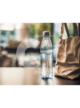 Intra Συλλεκτικό Ξύλινο Παζλ Plywood  4mm - Μπουκάλι καθαρού νερού και άδεια χάρτινη σακούλα στο τραπέζι Σε Ξύλινο Κουτί - Διαστάσεις Puzzle: 10x10 cm – 25 κομμάτια