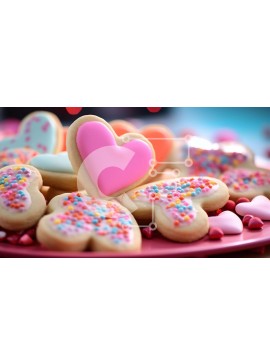 Σετ των 2 Intra Συλλεκτικό Ξύλινο Παζλ Plywood  4mm - Μπισκότα σε σχήμα καρδιάς σε ροζ πιάτο Σε Ξύλινο Κουτί - Διαστάσεις: 10x10 cm – 25 κομμάτια