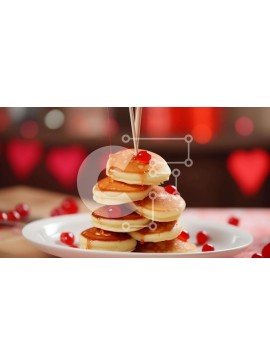 Σετ των 2 Intra Συλλεκτικό Ξύλινο Παζλ Plywood  4mm - Στοίβα τηγανιτών του Αγίου Βαλεντίνου με σιρόπι και μούρα Σε Ξύλινο Κουτί - Διαστάσεις: 10x10 cm – 25 κομμάτια