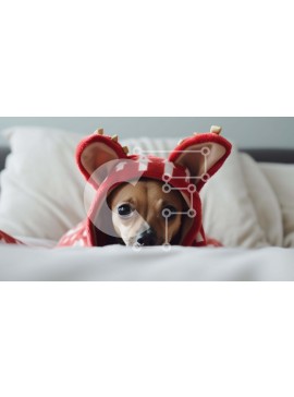 Σετ των 2 Intra Συλλεκτικό Ξύλινο Παζλ Plywood  4mm - Αξιολάτρευτο σκυλί με στολή ζώων που κοιμάται στο κρεβάτι Σε Ξύλινο Κουτί - Διαστάσεις: 10x10 cm – 25 κομμάτια