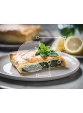 Σετ των 2 Intra Συλλεκτικό Ξύλινο Παζλ Plywood  4mm - Σπανακόπιτα και cheesecake στο λευκό πιάτο Σε Ξύλινο Κουτί - Διαστάσεις: 10x10 cm – 25 κομμάτια