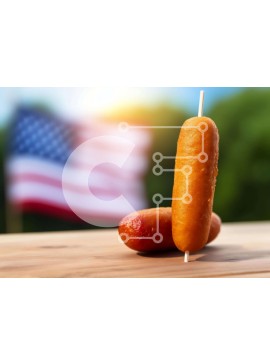 Σετ των 2 Intra Συλλεκτικό Ξύλινο Παζλ Plywood  4mm - Νόστιμα χοτ ντογκ με την αμερικανική σημαία στο φόντο Σε Ξύλινο Κουτί - Διαστάσεις: 10x10 cm – 25 κομμάτια