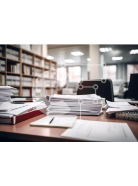 Intra Συλλεκτικό Ξύλινο Παζλ Plywood  4mm - Γραφείο με στοίβες από χαρτιά και είδη γραφείου Σε Ξύλινο Κουτί - Διαστάσεις Puzzle: 10x10 cm – 25 κομμάτια