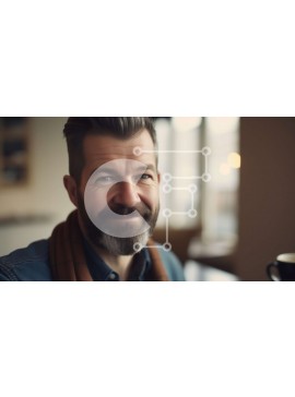 Intra Συλλεκτικό Ξύλινο Παζλ Plywood  4mm - Ευτυχισμένος άνδρας που χαμογελά στην κάμερα απολαμβάνοντας τον καφέ Σε Ξύλινο Κουτί - Διαστάσεις Puzzle: 10x10 cm – 25 κομμάτια