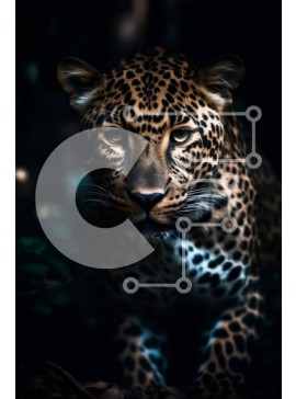 Σετ των 2 Intra Συλλεκτικό Ξύλινο Παζλ Plywood  4mm - Υπέροχη εικόνα μιας λεοπάρδαλης στο σκοτεινό δάσος Σε Ξύλινο Κουτί - Διαστάσεις: 10x10 cm – 25 κομμάτια