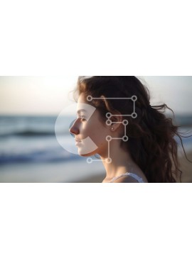 Intra Συλλεκτικό Ξύλινο Παζλ Plywood  4mm - Σοβαρή νεαρή γυναίκα με λευκό φόρεμα που στέκεται στην παραλία στο ηλιοβασίλεμα Σε Ξύλινο Κουτί - Διαστάσεις Puzzle: 10x10 cm – 25 κομμάτια