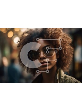 Intra Συλλεκτικό Ξύλινο Παζλ Plywood  4mm - Κομψή νεαρή γυναίκα στο City Street με γυαλιά ηλίου και σακάκι Σε Ξύλινο Κουτί - Διαστάσεις Puzzle: 10x10 cm – 25 κομμάτια