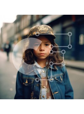 Intra Συλλεκτικό Ξύλινο Παζλ Plywood  4mm - Νεαρό κορίτσι με καμουφλάζ και τζιν μπουφάν στο City Street Σε Ξύλινο Κουτί - Διαστάσεις Puzzle: 10x10 cm – 25 κομμάτια