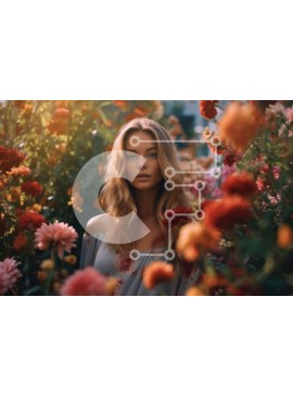 Intra Συλλεκτικό Ξύλινο Παζλ Plywood  4mm - Όμορφη εικόνα μιας νεαρής γυναίκας σε ένα πολύχρωμο χωράφι λουλουδιών Σε Ξύλινο Κουτί - Διαστάσεις: 10x10 cm – 25 κομμάτια