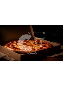 Σετ των 2 Intra Συλλεκτικό Ξύλινο Παζλ Plywood  4mm - Νόστιμη πίτσα Pepperoni σε ξύλινο τραπέζι Σε Ξύλινο Κουτί - Διαστάσεις: 10x10 cm – 25 κομμάτια