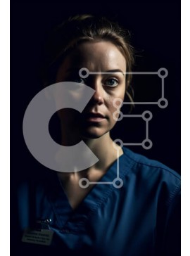 Intra Συλλεκτικό Ξύλινο Παζλ Plywood  4mm - Γυναίκα Επαγγελματίας Ιατρός σε μπλε στολή Scrubs Σε Ξύλινο Κουτί - Διαστάσεις Puzzle: 10x10 cm – 25 κομμάτια