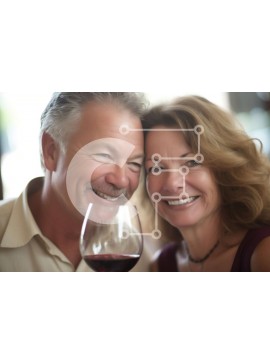 Intra Συλλεκτικό Ξύλινο Παζλ Plywood  4mm - Ευτυχισμένο ηλικιωμένο ζευγάρι που απολαμβάνει το κρασί και την παρέα ο ένας του άλλου σε ένα εστιατόριο Σε Ξύλινο Κουτί - Διαστάσεις Puzzle: 10x10 cm – 25 κομμάτια