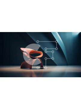 Intra Συλλεκτικό Ξύλινο Παζλ Plywood  4mm - Μοντέρνα πορτοκαλί καρέκλα σε ένα σκοτεινό δωμάτιο με έντονο φως Σε Ξύλινο Κουτί - Διαστάσεις Puzzle: 10x10 cm – 25 κομμάτια