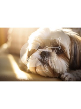 Σετ των 2 Intra Συλλεκτικό Ξύλινο Παζλ Plywood  4mm - Σκύλος Shih Tzu σε έναν ηλιόλουστο καναπέ Σε Ξύλινο Κουτί - Διαστάσεις: 10x10 cm – 25 κομμάτια