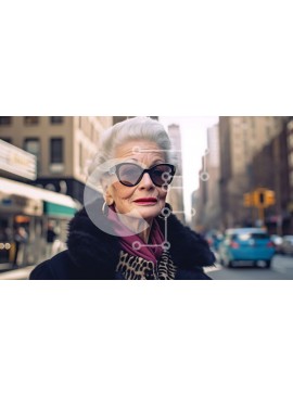 Intra Συλλεκτικό Ξύλινο Παζλ Plywood  4mm - Κομψή ηλικιωμένη γυναίκα στην οδό της πόλης Σε Ξύλινο Κουτί - Διαστάσεις Puzzle: 10x10 cm – 25 κομμάτια