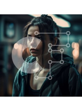 Intra Συλλεκτικό Ξύλινο Παζλ Plywood  4mm - Σοβαρή γυναίκα με κουκούλα στην πλατφόρμα του μετρό Σε Ξύλινο Κουτί - Διαστάσεις Puzzle: 10x10 cm – 25 κομμάτια