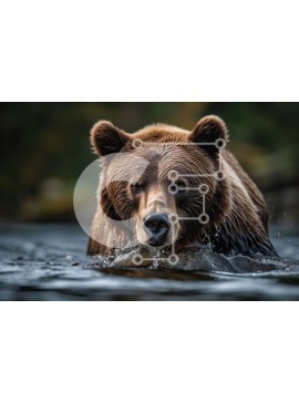 Σετ των 2 Intra Συλλεκτικό Ξύλινο Παζλ Plywood  4mm - Καφέ αρκούδα που κολυμπά στο νερό - Φωτογραφία Αρχείου Σε Ξύλινο Κουτί - Διαστάσεις: 10x10 cm – 25 κομμάτια