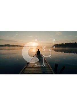 Intra Συλλεκτικό Ξύλινο Παζλ Plywood  4mm - Όμορφη ανατολή στη λίμνη Misty με πρόσωπο που κάθεται στην αποβάθρα Σε Ξύλινο Κουτί - Διαστάσεις: 10x10 cm – 25 κομμάτια