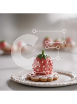 Σετ των 2 Intra Συλλεκτικό Ξύλινο Παζλ Plywood  4mm - Μπισκότα σε σχήμα φράουλας σε λευκό πιάτο Σε Ξύλινο Κουτί - Διαστάσεις: 10x10 cm – 25 κομμάτια