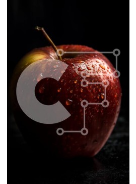 Σετ των 2 Intra Συλλεκτικό Ξύλινο Παζλ Plywood  4mm - Ζουμερό και φρέσκο ​​μήλο με σταγονίδια νερού σε μια σκοτεινή επιφάνεια Σε Ξύλινο Κουτί - Διαστάσεις: 10x10 cm – 25 κομμάτια