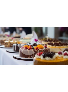 Σετ των 2 Intra Συλλεκτικό Ξύλινο Παζλ Plywood  4mm - Ποικιλία από νόστιμα επιδόρπια σε ένα τραπέζι με διαφορετικές γαρνιτούρες και γεμίσεις Σε Ξύλινο Κουτί - Διαστάσεις: 10x10 cm – 25 κομμάτια