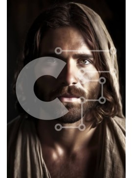 Intra Συλλεκτικό Ξύλινο Παζλ Plywood  4mm - Σοβαρός γενειοφόρος άνδρας με τη ρόμπα κοιτάζοντας την κάμερα Σε Ξύλινο Κουτί - Διαστάσεις Puzzle: 10x10 cm – 25 κομμάτια