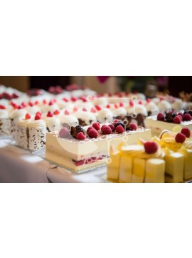 Σετ των 2 Intra Συλλεκτικό Ξύλινο Παζλ Plywood  4mm - Λαχταριστά επιδόρπια σε τραπέζι με λευκό τραπεζομάντιλο και ασημικά Σε Ξύλινο Κουτί - Διαστάσεις: 10x10 cm – 25 κομμάτια