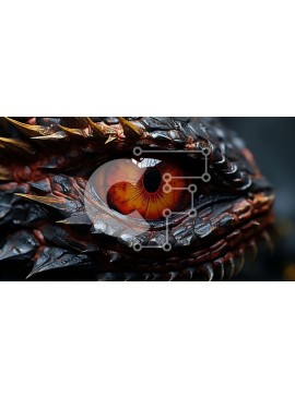 Intra Συλλεκτικό Ξύλινο Παζλ Plywood  4mm - Αγριό και λεπτομερές Μάτι του Δράκου - Σύμβολο δύναμης και δύναμης Σε Ξύλινο Κουτί - Διαστάσεις Puzzle: 10x10 cm – 25 κομμάτια