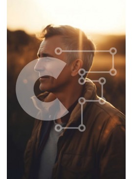 Intra Συλλεκτικό Ξύλινο Παζλ Plywood  4mm - Μεσήλικας με γκρίζα μαλλιά και γένια σε ένα ηλιοβασίλεμα Σε Ξύλινο Κουτί - Διαστάσεις Puzzle: 10x10 cm – 25 κομμάτια