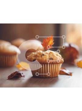 Σετ των 2 Intra Συλλεκτικό Ξύλινο Παζλ Plywood  4mm - Muffin on a Leaf εμπνευσμένο από το φθινόπωρο Σε Ξύλινο Κουτί - Διαστάσεις: 10x10 cm – 25 κομμάτια