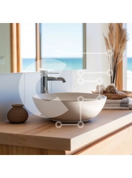 Intra Συλλεκτικό Ξύλινο Παζλ Plywood  4mm - Εκπληκτικό μοντέρνο μπάνιο με ξύλινο νεσεσέρ και θέα στον ωκεανό Σε Ξύλινο Κουτί - Διαστάσεις Puzzle: 10x10 cm – 25 κομμάτια