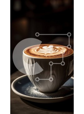 Intra Συλλεκτικό Ξύλινο Παζλ Plywood  4mm - Όμορφη εικόνα καφέ με Latte Art σε σκούρο φόντο Σε Ξύλινο Κουτί - Διαστάσεις: 10x10 cm – 25 κομμάτια