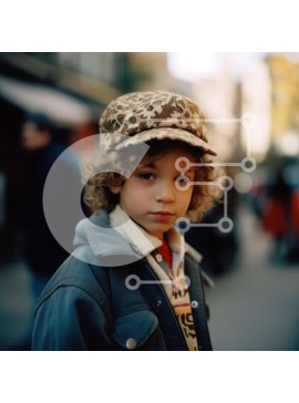 Intra Συλλεκτικό Ξύλινο Παζλ Plywood  4mm - Αγόρι στην οδό της πόλης που κοιτάζει στην απόσταση Σε Ξύλινο Κουτί - Διαστάσεις Puzzle: 10x10 cm – 25 κομμάτια