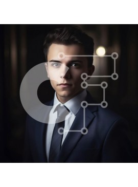 Intra Συλλεκτικό Ξύλινο Παζλ Plywood  4mm - Σοβαρός νέος επιχειρηματίας με μπλε κοστούμι και γραβάτα Σε Ξύλινο Κουτί - Διαστάσεις Puzzle: 10x10 cm – 25 κομμάτια