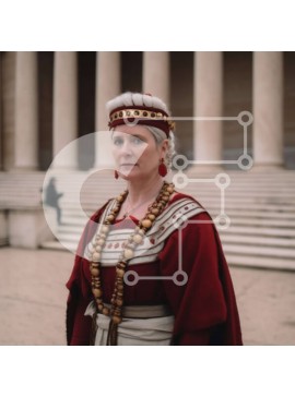 Intra Συλλεκτικό Ξύλινο Παζλ Plywood  4mm - Σοβαρή γυναίκα με βασιλική ενδυμασία που στέκεται μπροστά από ένα κτίριο Σε Ξύλινο Κουτί - Διαστάσεις Puzzle: 10x10 cm – 25 κομμάτια