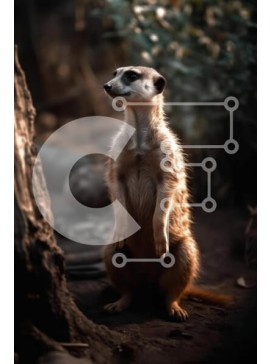 Σετ των 2 Intra Συλλεκτικό Ξύλινο Παζλ Plywood  4mm - Το αξιολάτρευτο Meerkat στέκεται ψηλά και παρακολουθεί τον κόσμο Σε Ξύλινο Κουτί - Διαστάσεις: 10x10 cm – 25 κομμάτια