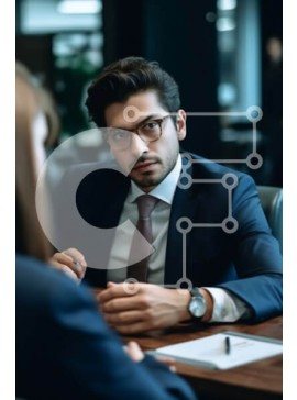 Intra Συλλεκτικό Ξύλινο Παζλ Plywood  4mm - Επαγγελματική επαγγελματική συνάντηση σε μοντέρνο γραφείο με θέα στον ορίζοντα της πόλης Σε Ξύλινο Κουτί - Διαστάσεις Puzzle: 10x10 cm – 25 κομμάτια