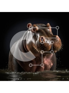 Intra Συλλεκτικό Ξύλινο Παζλ Plywood  4mm - Κοντινή εικόνα ενός ιπποπόταμου που δείχνει τα μεγάλα του δόντια Σε Ξύλινο Κουτί - Διαστάσεις: 10x10 cm – 25 κομμάτια