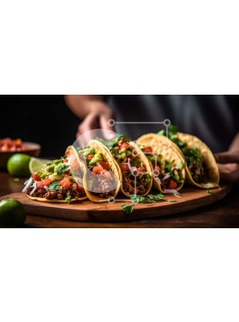 Σετ των 2 Intra Συλλεκτικό Ξύλινο Παζλ Plywood  4mm - Λαχταριστά τάκος σε ξύλινη σανίδα με φρέσκα λαχανικά και σάλσα Σε Ξύλινο Κουτί - Διαστάσεις: 10x10 cm – 25 κομμάτια