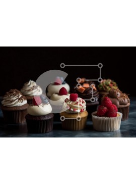 Σετ των 2 Intra Συλλεκτικό Ξύλινο Παζλ Plywood  4mm - Πεντανόστιμα και πολύχρωμα cupcakes με διάφορα toppings Σε Ξύλινο Κουτί - Διαστάσεις: 10x10 cm – 25 κομμάτια