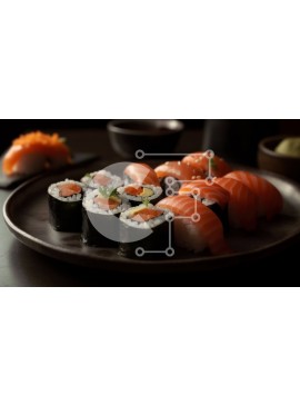 Σετ των 2 Intra Συλλεκτικό Ξύλινο Παζλ Plywood  4mm - Απολαύστε τη γεύση του φρέσκου σούσι με σάλτσα σόγιας και Wasabi Σε Ξύλινο Κουτί - Διαστάσεις: 10x10 cm – 25 κομμάτια