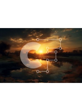 Intra Συλλεκτικό Ξύλινο Παζλ Plywood  4mm - Όμορφη θέα στο ηλιοβασίλεμα ενός ποταμού με δέντρα σε κάθε πλευρά Σε Ξύλινο Κουτί - Διαστάσεις: 10x10 cm – 25 κομμάτια