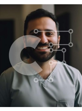 Intra Συλλεκτικό Ξύλινο Παζλ Plywood  4mm - Φιλικός επαγγελματίας οδοντίατρος που στέκεται σε δωμάτιο με χαμηλό φωτισμό Σε Ξύλινο Κουτί - Διαστάσεις Puzzle: 10x10 cm – 25 κομμάτια